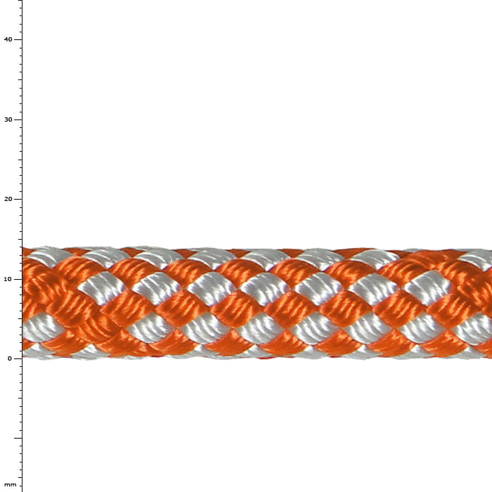 Sirius Bull Rope 14 shows an orange and white braided rope with a shiny surface