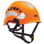 Petzl Vertex Vent Hi-Viz Helmet in Orange with Black Straps and Reflective White Stickers