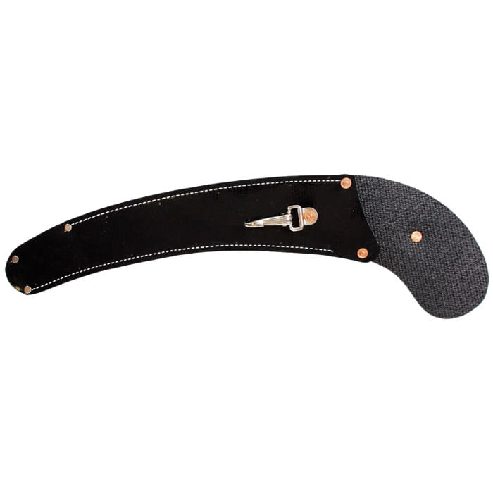 Scabbard Curved LH, black curved sheath with metal clip and rivets, without visible manufacturer