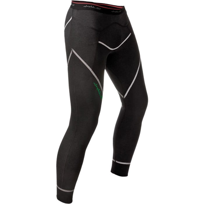 Merino-Modal thermal trousers, black thermal trousers with white seams and red waistband, without visible manufacturer name