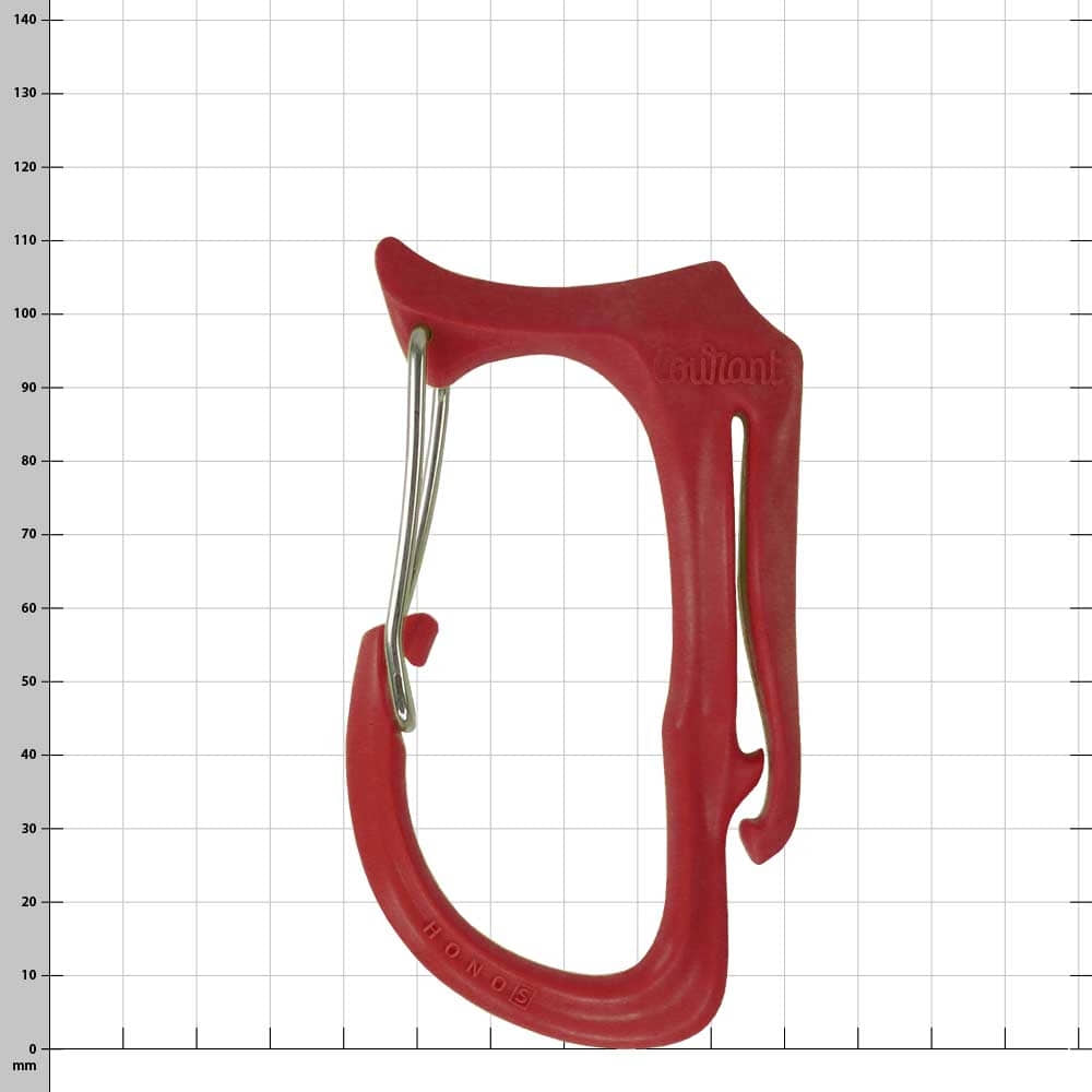 Snap hook Honos S in red with metal spring and embossed "Coutant"