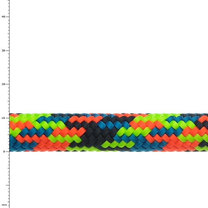 Xstatic rope with colorful pattern in blue, green, orange and black, manufacturer not visible