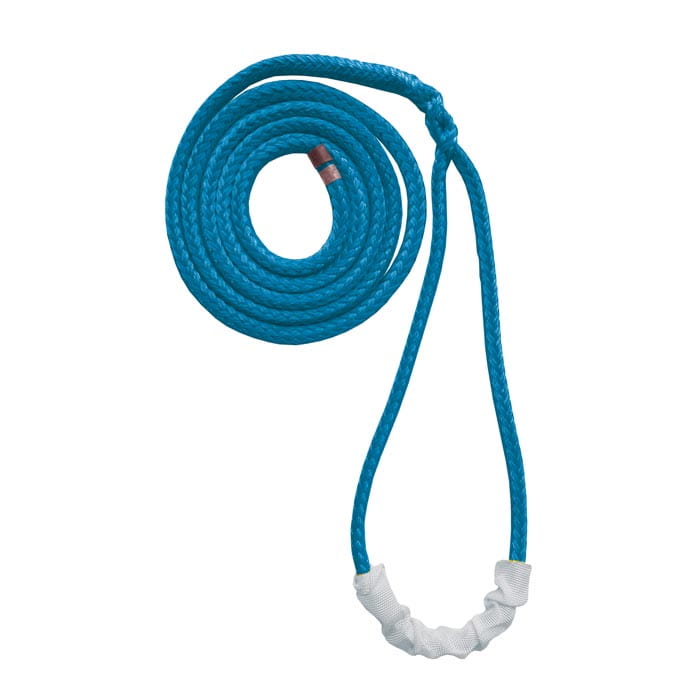 Deadeye Sling 14, blue rope with white protective cover on a loop, product name visible