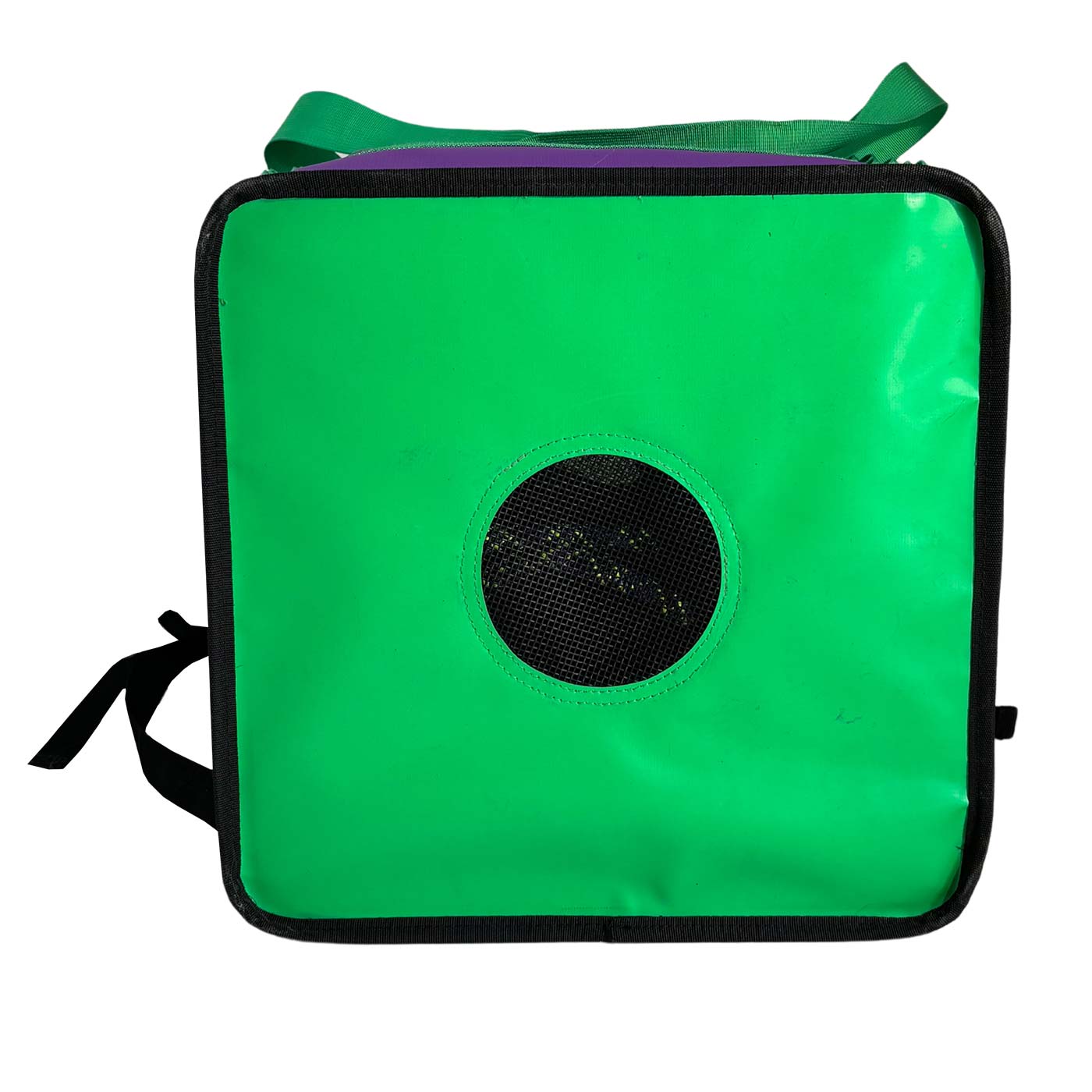 Palmu 32 Top Bag with Green Lid and Round Black Mesh Compartment, Different Perspective