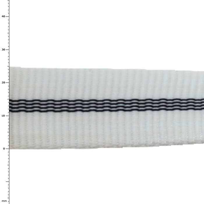X-Tube white ribbed ribbon with three black stripes in the middle