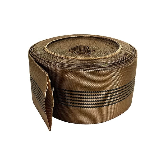 GEFA Fabric Hose 75, brown fabric hose with black stripes, rolled up