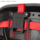 Caiman by DMM, red ribbon with black plastic holder on black belt with red stitching