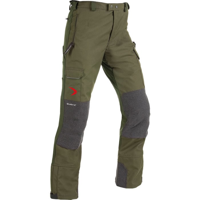 Gladiator Outdoor Green Pants with Gray Knee and Leg Reinforcements, Multiple Pockets and Red Logo