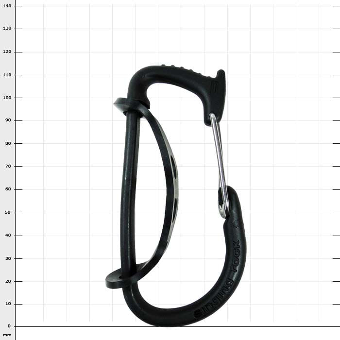 Porter snap hook by Singing Rock in black with straight wire closure and additional handle