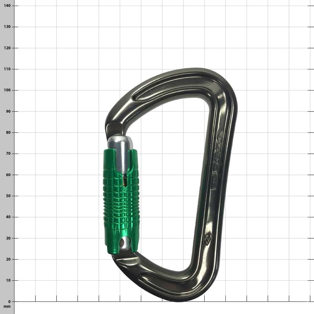 Zodiac carabiner with green screw cap, silver-coloured metal frame engraved with "Zodiac"
