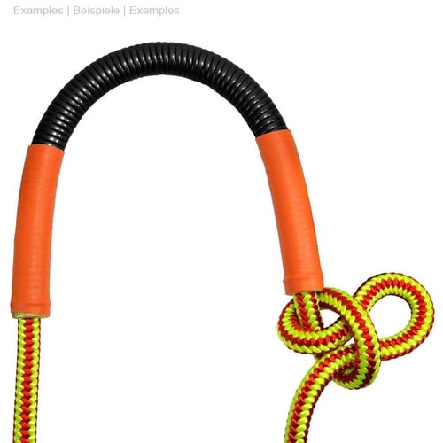 E-Tuber 15 with black and orange part, attached to a yellow and red rope