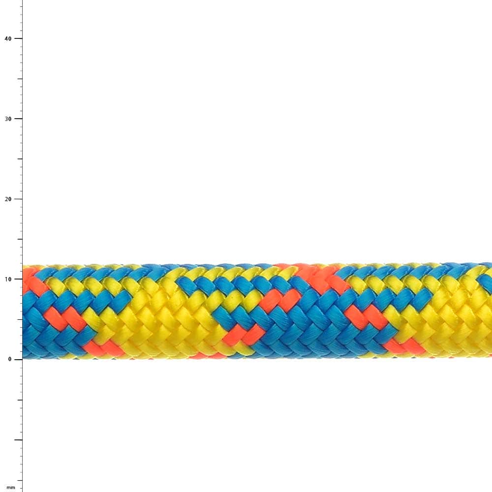 drenaLINE colorful braided rope with blue, yellow and red fibers
