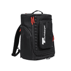 Black backpack Baby Mule, manufacturer not visible, rectangular shape with red zippers and side pocket with imprint "Teufelberger"