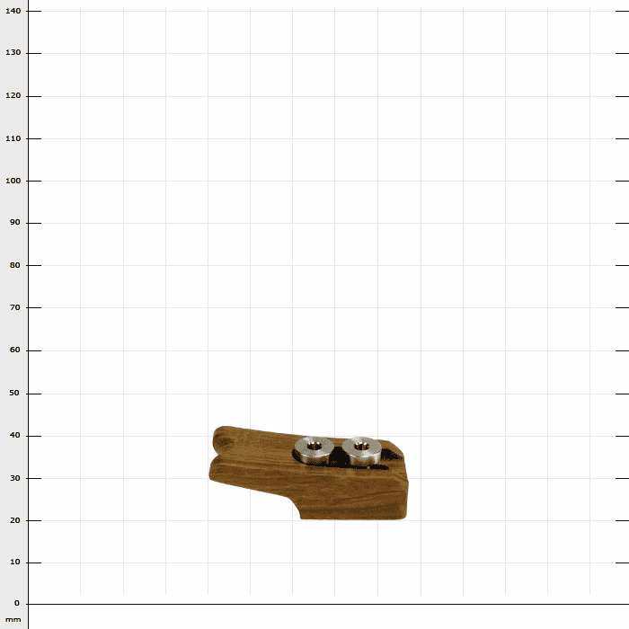 SpiderJack 3 brake wood, brown piece of wood with two round metal parts on it