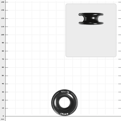 Rigging Ring S, Black Ring with Lettering 14x10 on White Background