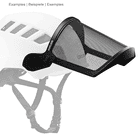 Edelrid Visor Mesh with black frame and mesh fabric attached to the white helmet in side view