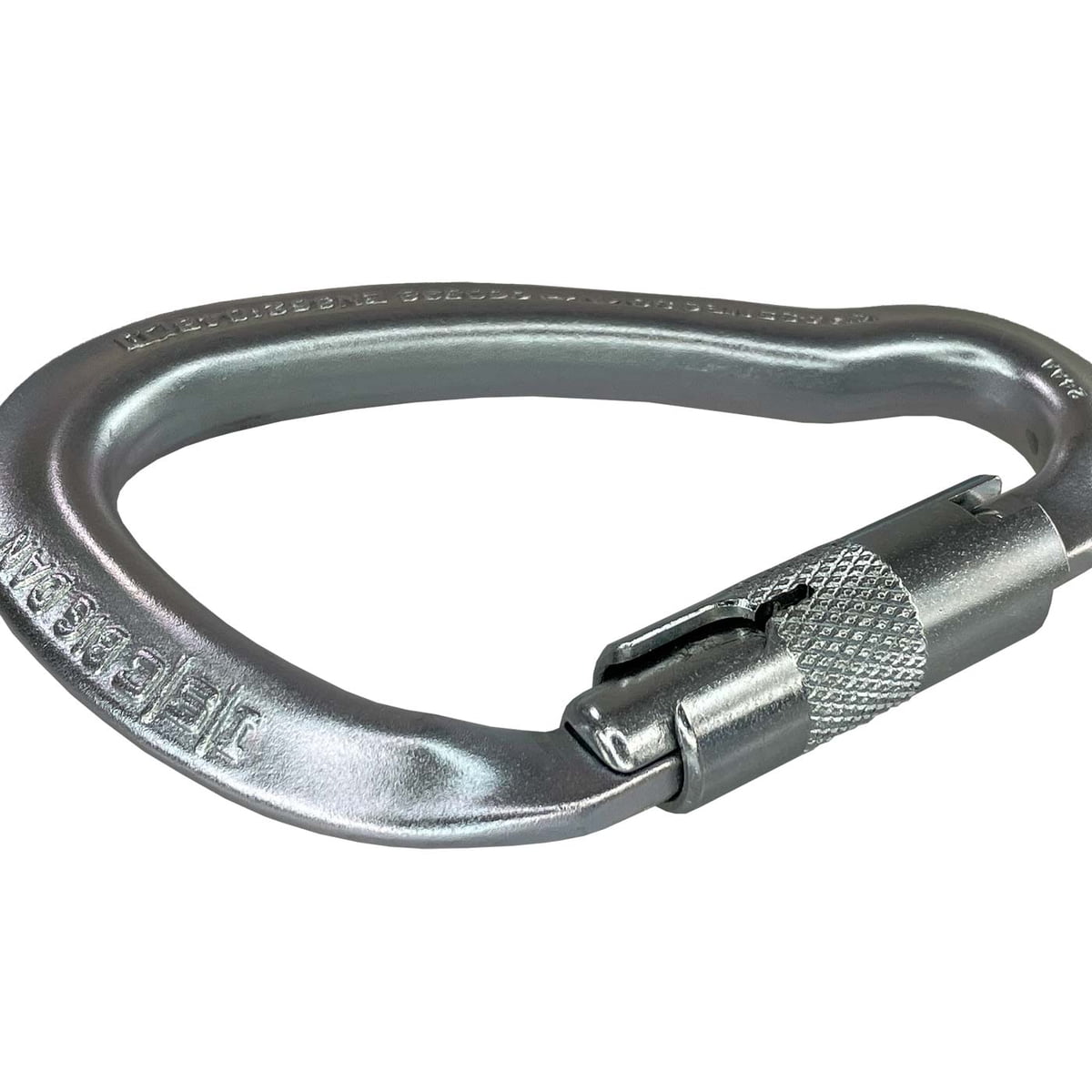 Big Dan Arborist Metal Snap Hook with Closed Screw Clasp, Silver Color, on White Background