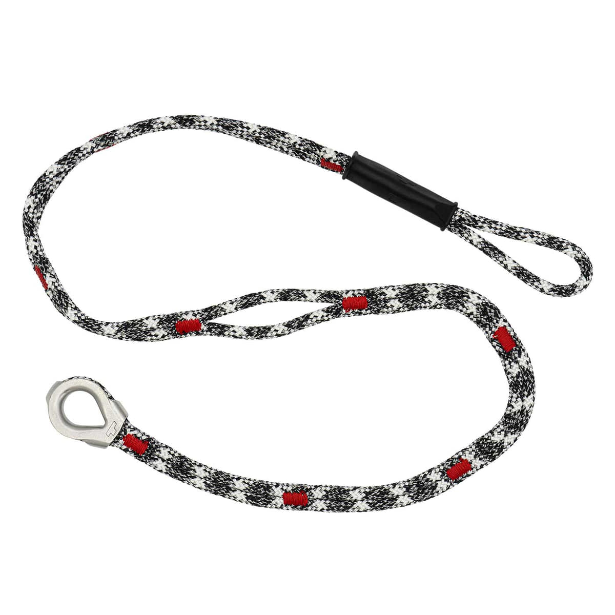 canopyANCHOR Thimble made of black-white-red rope with metal eyelet and loop