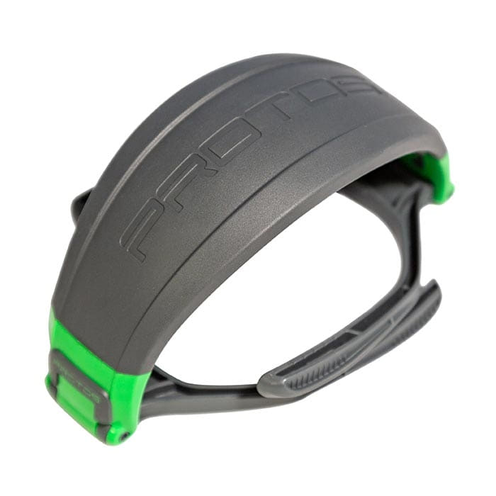 PROTOS® Headset Brackets by PROTOS, grey and green headband with PROTOS lettering