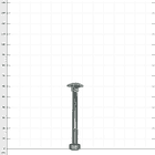 Helium screw set scissor head joint, a single silver screw with hex nut and round head on white checkered background
