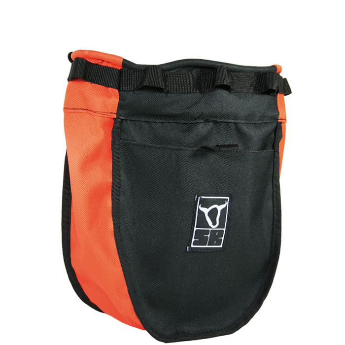 Hip Pack L in black and orange with logo on the front