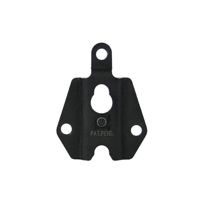 Quickstep Plate black metal plate with three mounting holes and inscription "PAT. PEND."