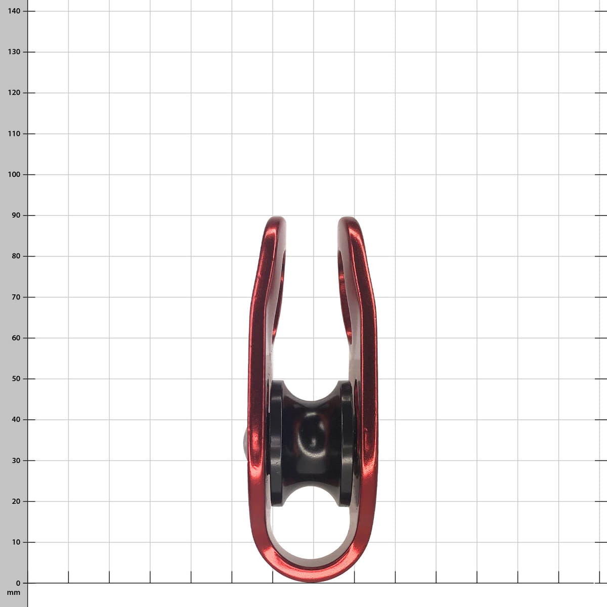 Micro Pulley, Red Pulley with Black Wheel, Manufacturer ISC, Model RP037, Top View