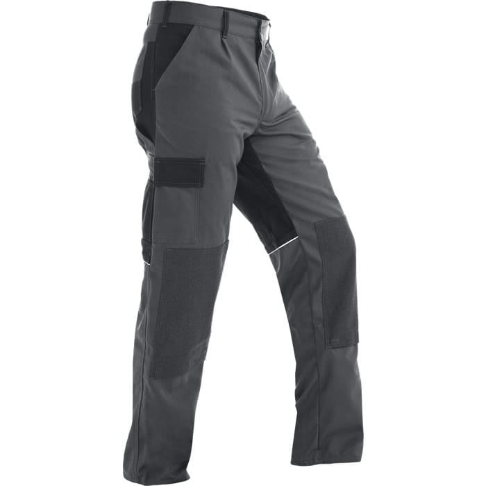 StretchZone canvas pants grey with black reinforcements, cargo pocket on the side and zipper on the front