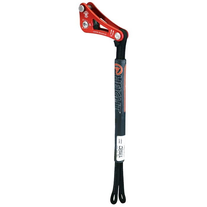 Rope Wrench Double PPE Regulations System red metal lever with black handle and inscription "Height" on black protective jacket