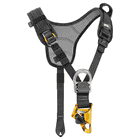 Petzl Top Croll Black Chest Ascender Harness with Gray Mesh and Yellow and Black Metal and Plastic Ascender