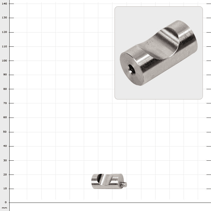 SpiderJack 3 wear bolt, cylindrical metal bolt with a curved recess and a hexagon socket at one end