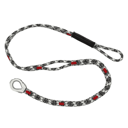 canopyANCHOR Thimble made of black-white-red rope with metal eyelet and loop