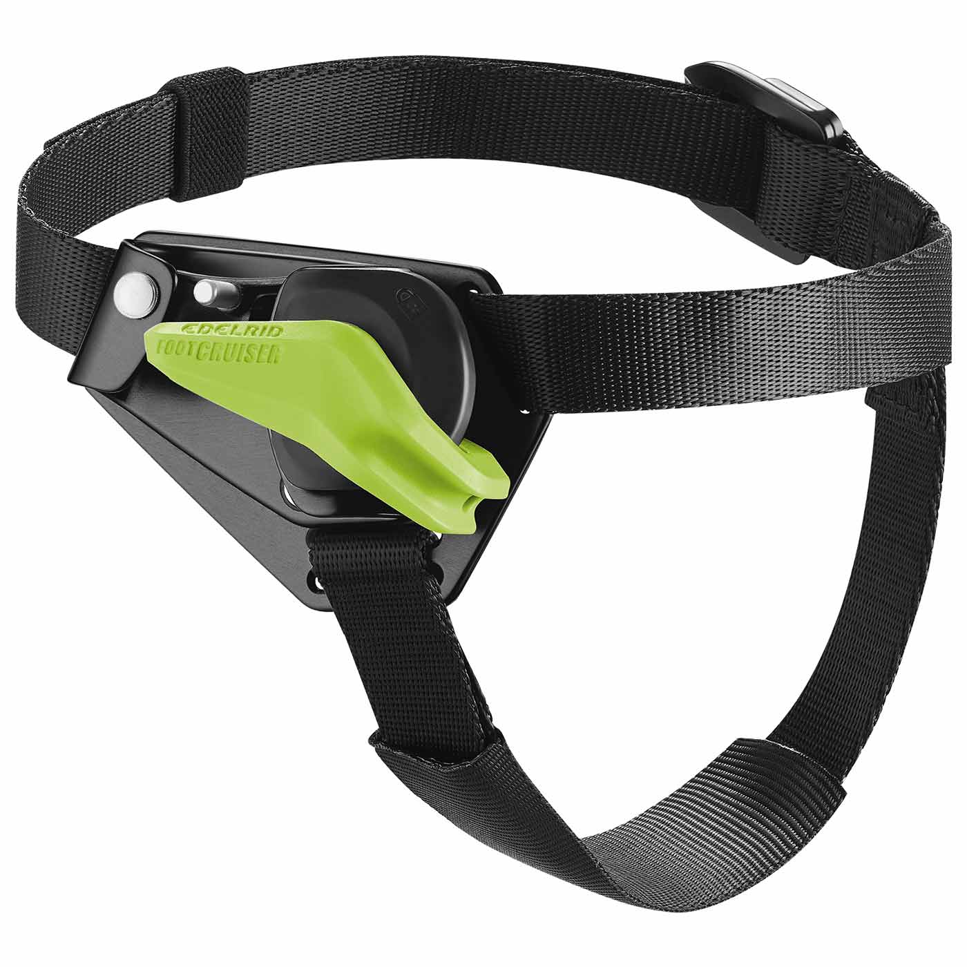 Foot Cruiser R with black webbing and green lever, manufacturer Edelrid