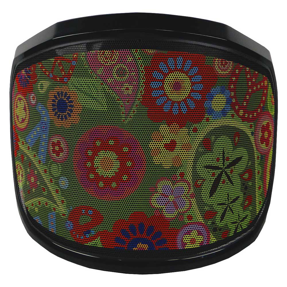 PROTOS® Special Edition visor with colourful, floral pattern and black frame, front view
