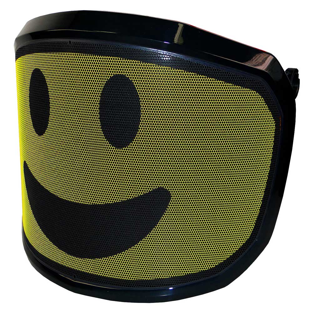 PROTOS® Arbormoji side visor with yellow background and black smiling mesh face