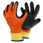 Showa 406 Work Gloves in Orange and Black with Yellow Cuff, Visible Front and Back
