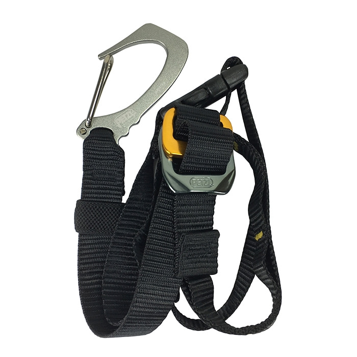 Knee Ascent Top Band, Black Band with Silver Metal Carabiner and Yellow and Black Clasp Mechanism