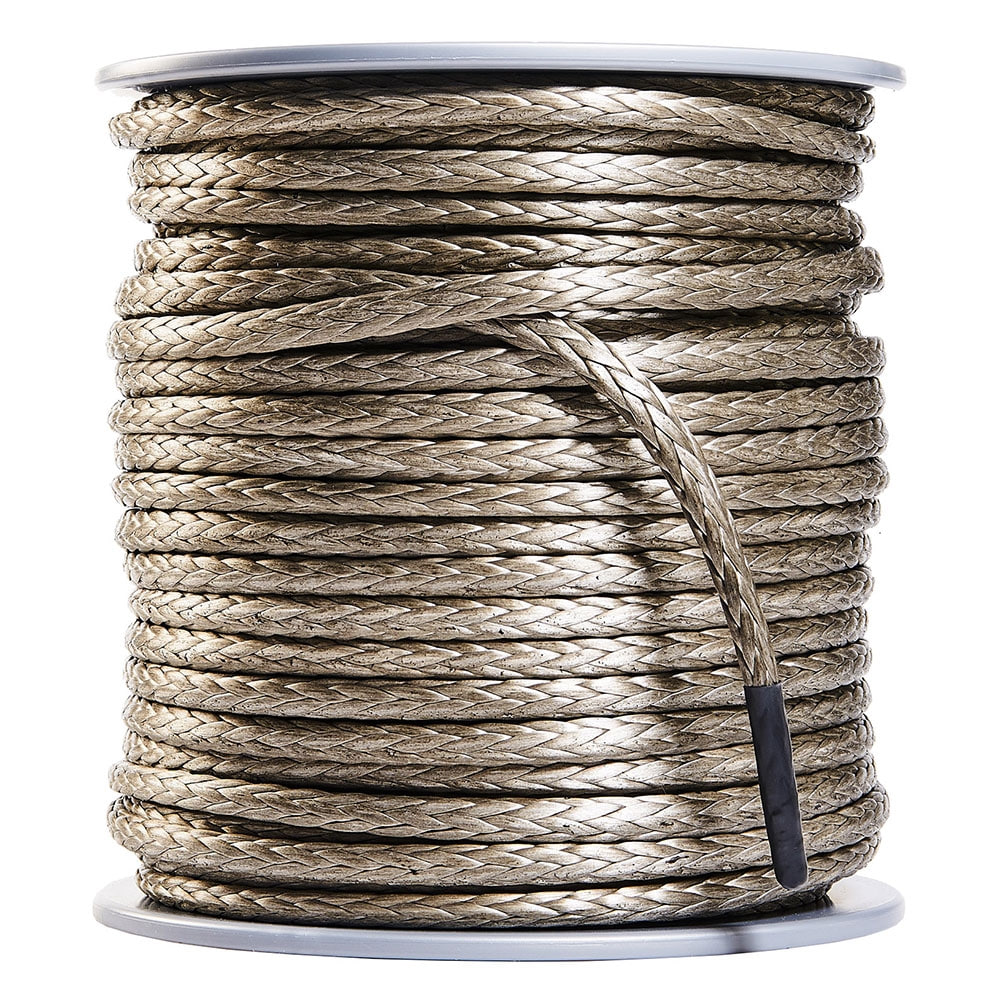 cobra ultrastatic rope in beige coiled on a white spool with black sheathing at one end, manufacturer not visible