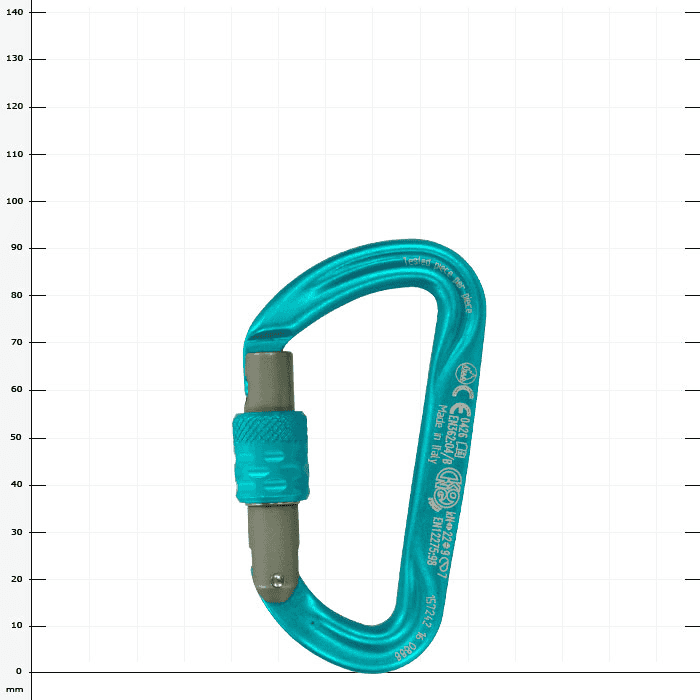 Argon Screw Snap Hook in turquoise with grey screw cap in closed position