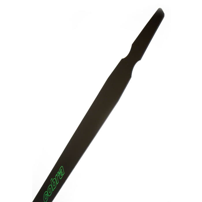 black cobra 8 t spreader band with green lettering, detail view of one end