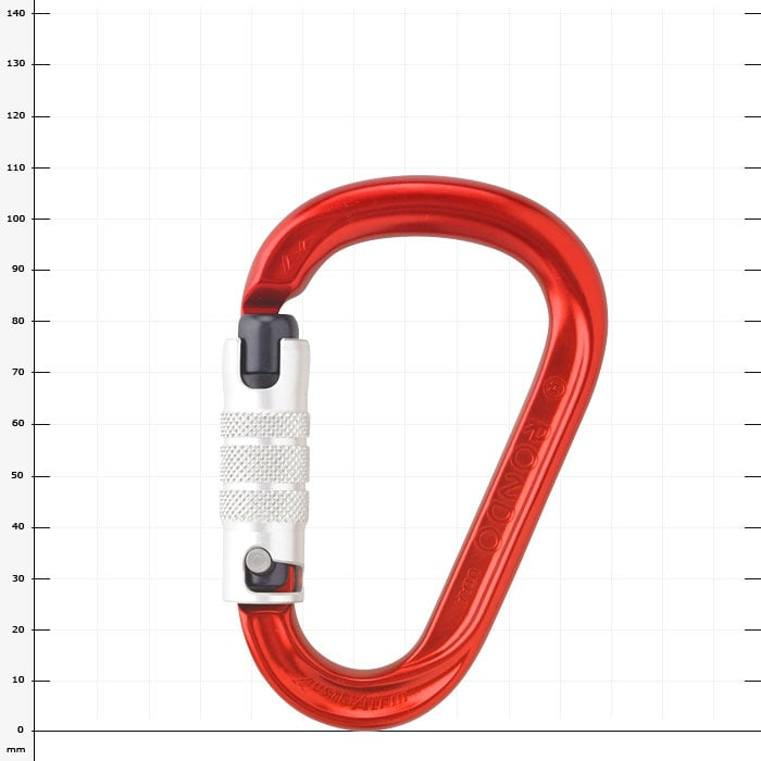 Rondo 3 carabiner in red with white locking mechanism, without visible manufacturer name
