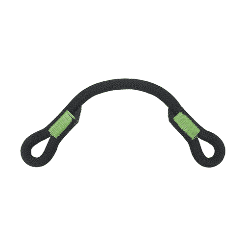 Treewor grab bar, a single black loop with green stitching, slightly larger than the previous one