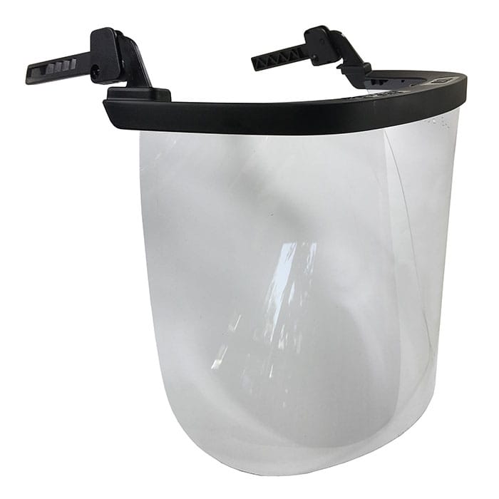 ECC clear visor with black frame and clear protective shield