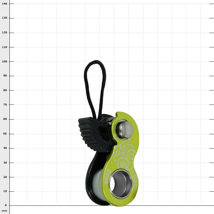 Duck, KONG, belay device in green and black with rope loop