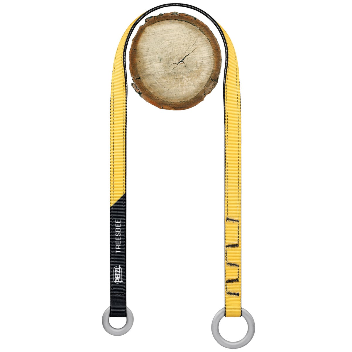 Treesbee - Offered by Petzl, yellow and black ribbon with two grey rings at the ends