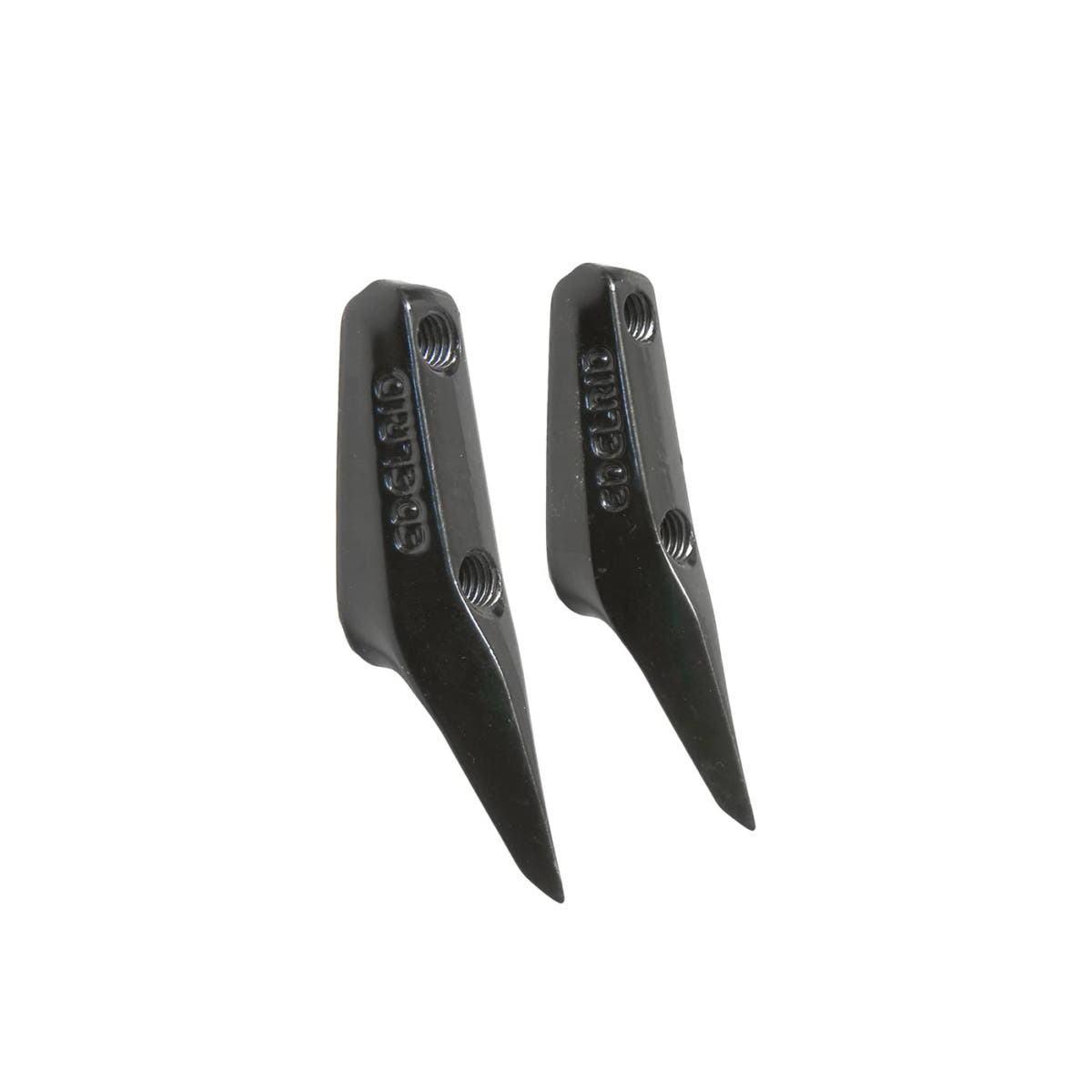Two black Talon spikes S with two screw holes, without visible manufacturer